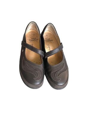 FINN COMFORT Germany Leather Mary Jane Slip-On Shoes Brown  7